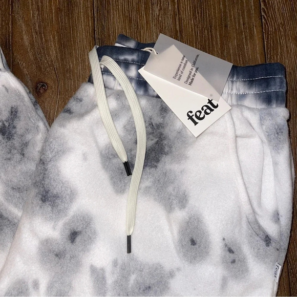 Feat Comfy Blanketblend White Gray Tie dye Tapered Jogger Sweatpants XL - Picture 3 of 7
